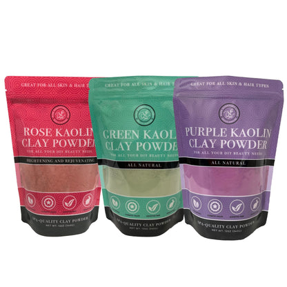 Fancy Kaolin Clay Powder- Pink, Green, & Purple